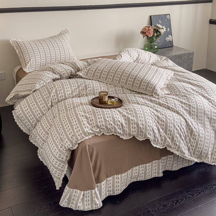 91家纺网 家纺一手货源 找家纺 可思家纺 2025新款法式皱皱纱四件套 罗马假日