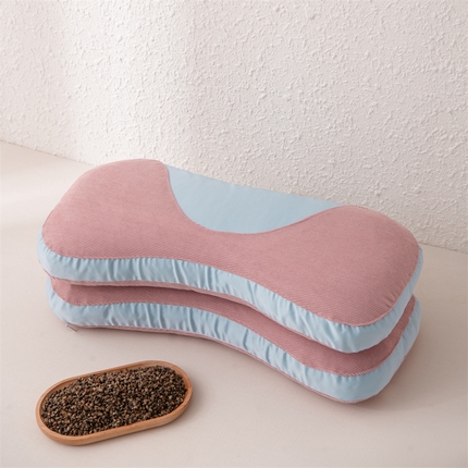 91家纺网 家纺一手货源 找家纺 （总）织布人 2025新款荞麦枕灯芯绒全荞麦壳肩颈养护枕颈椎反弓牵引硬枕头