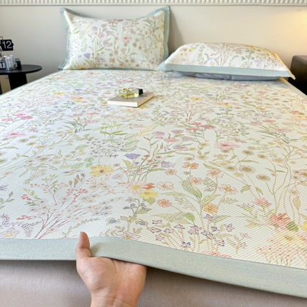 宜代光年 2025新款数码印花冰藤席-床席款 冰藤醉花季