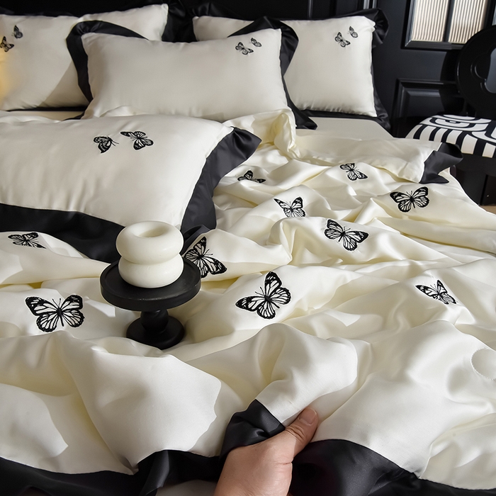 91家纺网 家纺一手货源 找家纺 （总）大麦家纺 2025新款水洗天丝绣花款夏被四件套