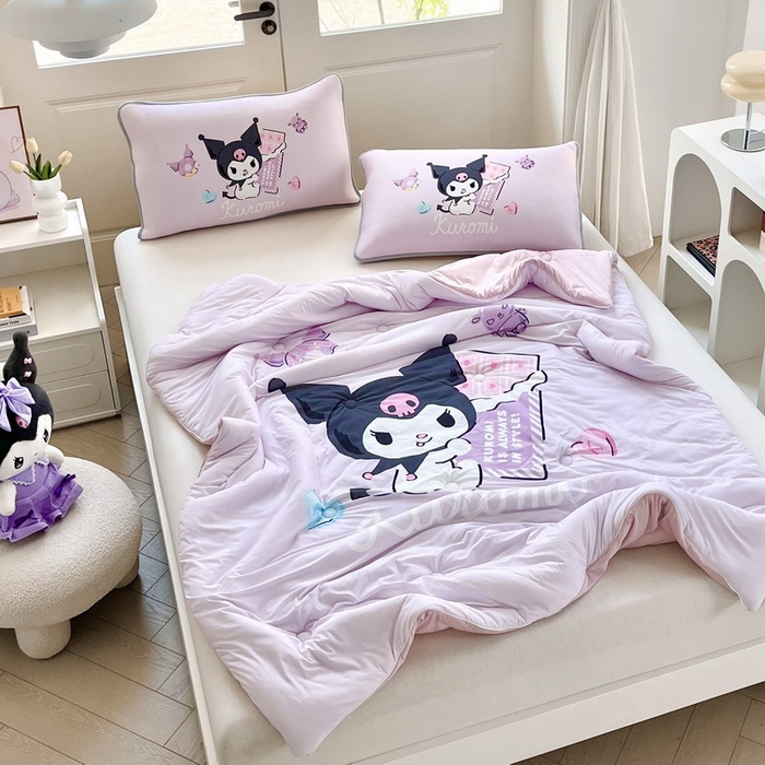 91家纺网 家纺一手货源 找家纺 蘭菲家纺 2025新款三丽鸥卡通印花夏被 巧克力