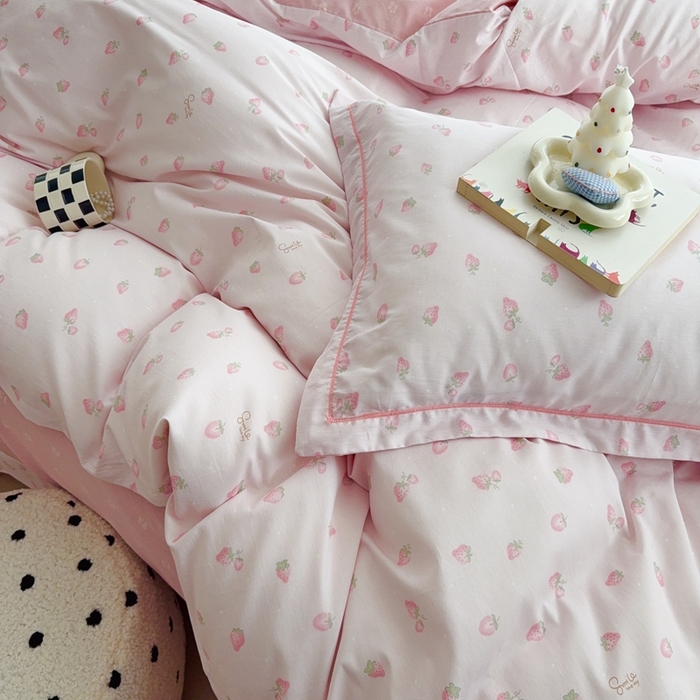 91家纺网 家纺一手货源 找家纺 于果 2025新款全棉13370四件套 草莓芝士