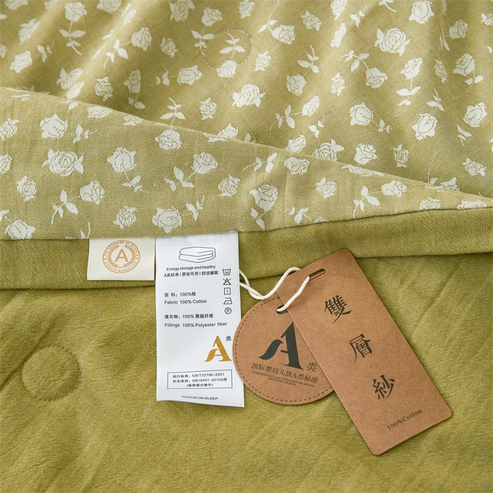 91家纺网 家纺一手货源 找家纺 瑞米家居 2025新款全棉色织提花夏被 漫天花海-芥末绿