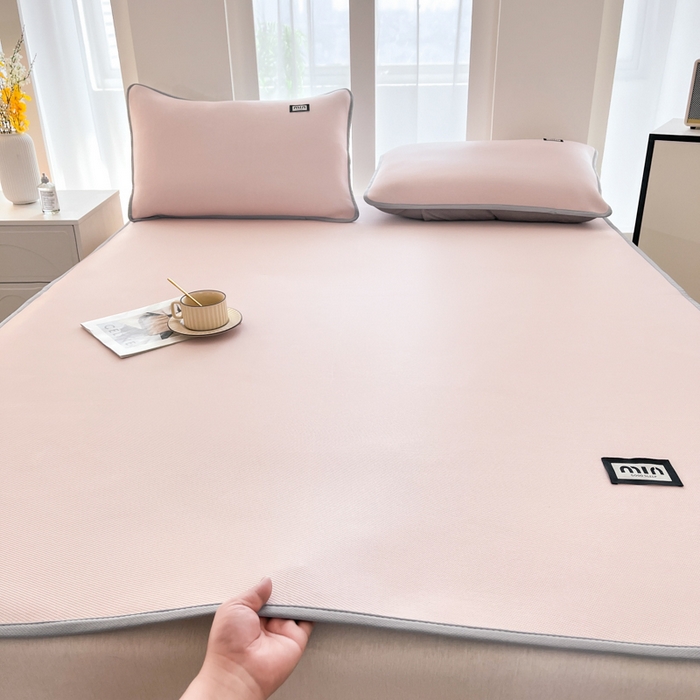 91家纺网 家纺一手货源 找家纺 子曰 2025新款A类高分子PE小清新凉感席系列-床垫款 小清新-粉