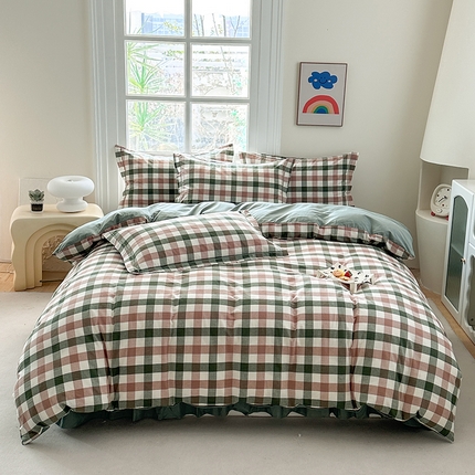 91家纺网 家纺一手货源 找家纺 （总）金窝窝家纺 2025新款全棉色织水洗棉床盖四件套