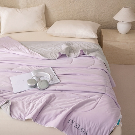 茧羽世家 2025新款沁柔双镜抗菌系列夏被夏凉被空调被 风信紫拼灰