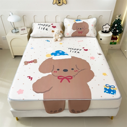 兄弟坊 2025新款大版立体卡通异形碳光冰丝席 晚安小狗-白