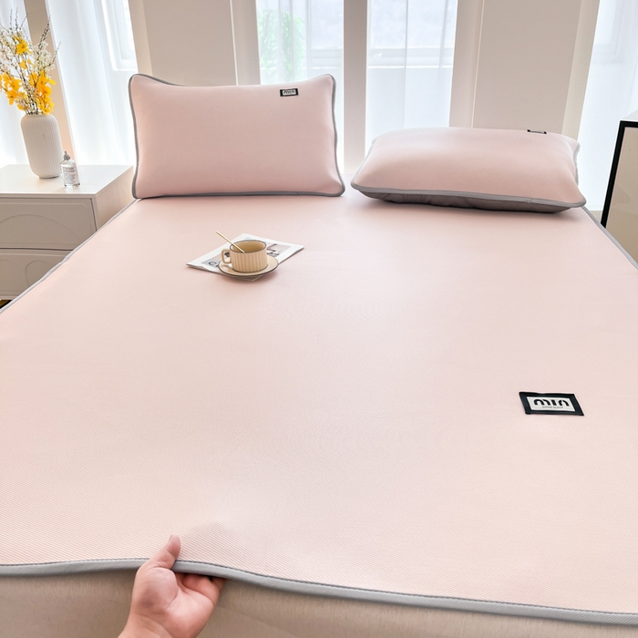 91家纺网 家纺一手货源 找家纺 子曰 2025新款A类高分子PE小清新凉感席系列-床垫款 小清新-粉