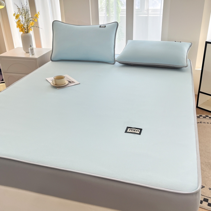 91家纺网 家纺一手货源 找家纺 子曰 2025新款A类高分子PE小清新凉感席系列-床笠款 小清新-天蓝