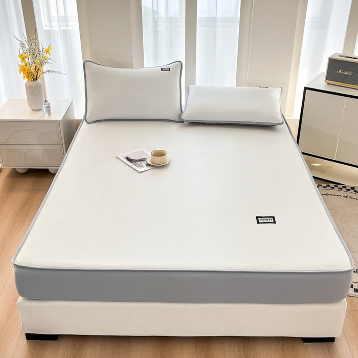 91家纺网 家纺一手货源 找家纺 子曰 2025新款A类高分子PE小清新凉感席系列-床笠款 小清新-白