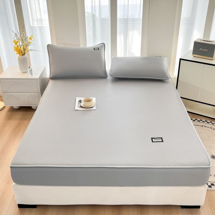 91家纺网 家纺一手货源 找家纺 子曰 2025新款A类高分子PE小清新凉感席系列-床笠款 小清新-灰