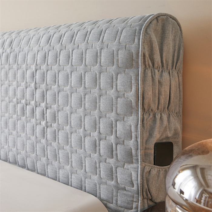 91家纺网 家纺一手货源 找家纺 情恒家纺 2025新款麻布全包床头罩 麻布-烟雾灰