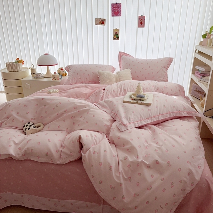 91家纺网 家纺一手货源 找家纺 于果 2025新款全棉13370四件套 草莓芝士