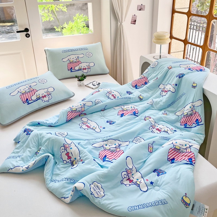 91家纺网 家纺一手货源 找家纺 蘭菲家纺 2025新款三丽鸥卡通印花夏被 聚餐小版