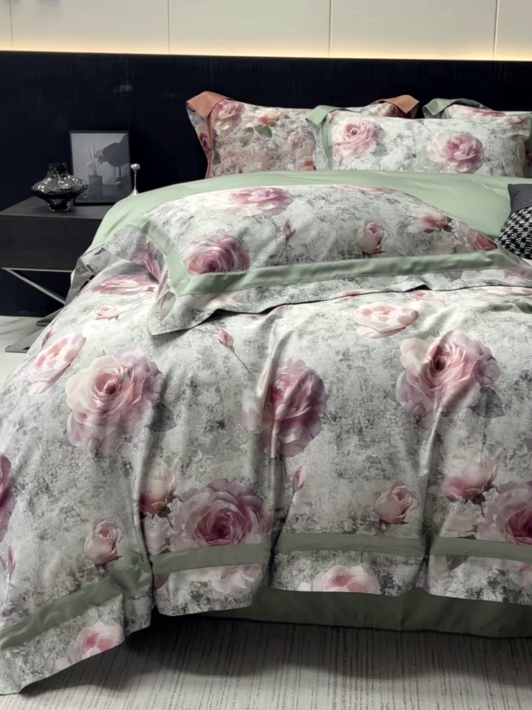 91家纺网 家纺一手货源 找家纺 （总） 2025夏季A类母婴级天丝棉印花四件套纯棉全棉高端数码印花丝滑裸睡长绒棉被套真丝