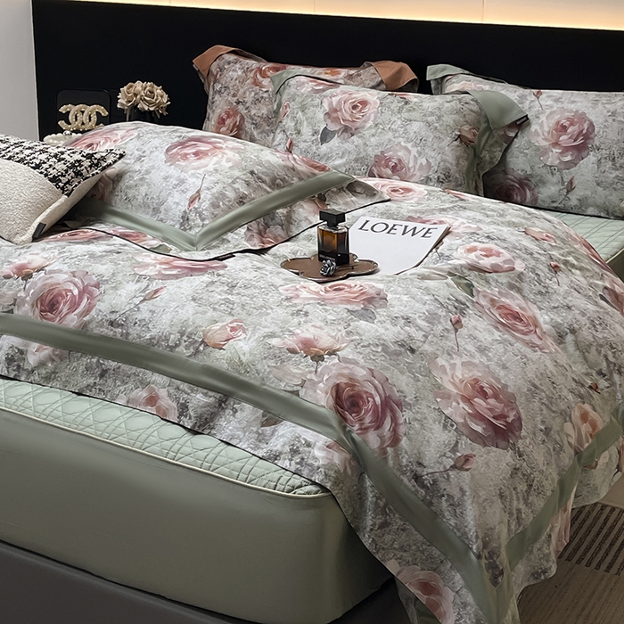 91家纺网 家纺一手货源 找家纺 （总） 2025夏季A类母婴级天丝棉印花四件套纯棉全棉高端数码印花丝滑裸睡长绒棉被套真丝