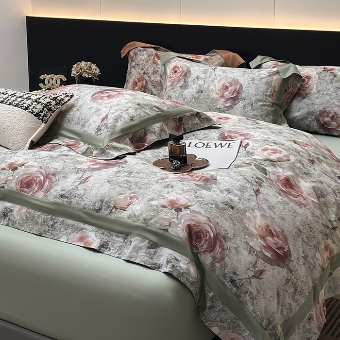 91家纺网 家纺一手货源 找家纺 （总） 2025夏季A类母婴级天丝棉印花四件套纯棉全棉高端数码印花丝滑裸睡长绒棉被套真丝