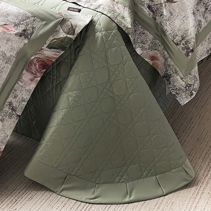 91家纺网 家纺一手货源 找家纺  2025夏季A类母婴级天丝棉印花四件套纯棉全棉高端数码印花丝滑裸睡长绒棉被套真丝 梦寐繁花-绿