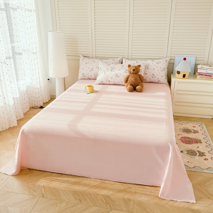 91家纺网 家纺一手货源 找家纺 佰亿莱 2025新款全棉双层纱大豆夏被四件套 开心女孩