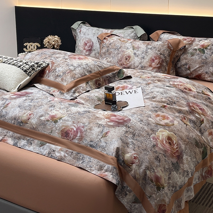 91家纺网 家纺一手货源 找家纺 （总）  2025新款A类100支天丝棉夹棉床盖床笠四件套全棉床单加厚高端数码印花