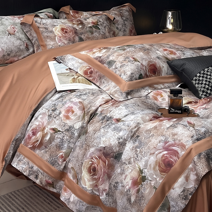 91家纺网 家纺一手货源 找家纺 （总）  2025新款A类100支天丝棉夹棉床盖床笠四件套全棉床单加厚高端数码印花