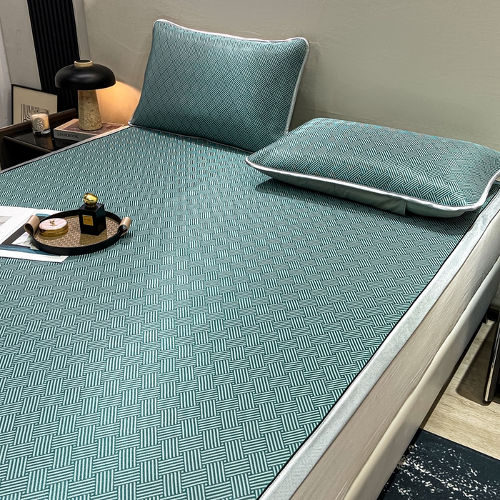 91家纺网 家纺一手货源 找家纺 给笠 2025新款碳光复合三明治 冰丝凉席 饼干-凉席绿色