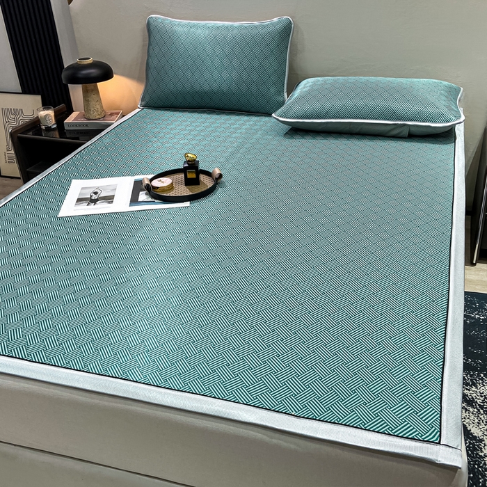 91家纺网 家纺一手货源 找家纺 给笠 2025新款碳光复合三明治 冰丝凉席 饼干-凉席绿色