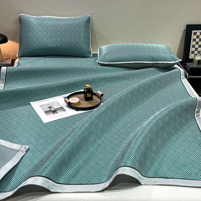 91家纺网 家纺一手货源 找家纺 给笠 2025新款碳光复合三明治 冰丝凉席 饼干-凉席绿色