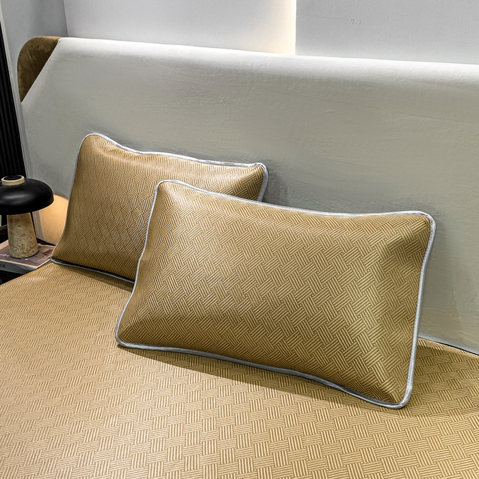 91家纺网 家纺一手货源 找家纺 给笠 2025新款碳光复合三明治 冰丝凉席 饼干-凉席驼色