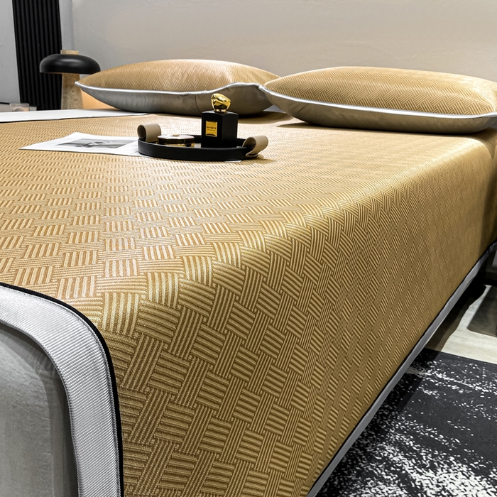 91家纺网 家纺一手货源 找家纺 给笠 2025新款碳光复合三明治 冰丝凉席 饼干-凉席驼色