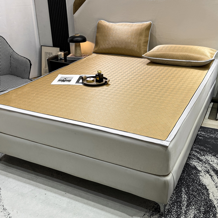 91家纺网 家纺一手货源 找家纺 给笠 2025新款碳光复合三明治 冰丝凉席 饼干-凉席驼色