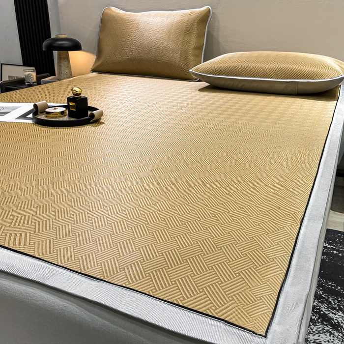 91家纺网 家纺一手货源 找家纺 给笠 2025新款碳光复合三明治 冰丝凉席 饼干-凉席驼色