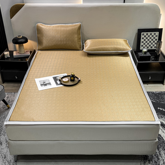 91家纺网 家纺一手货源 找家纺 给笠 2025新款碳光复合三明治 冰丝凉席 饼干-凉席驼色