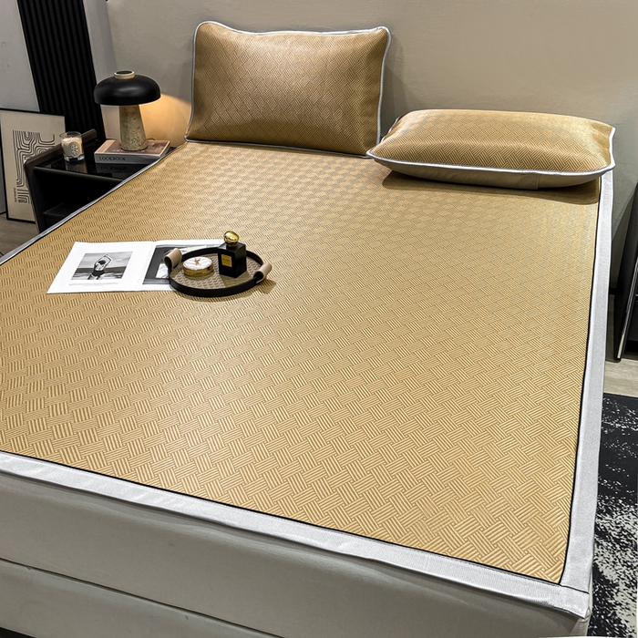 91家纺网 家纺一手货源 找家纺 给笠 2025新款碳光复合三明治 冰丝凉席 饼干-凉席驼色