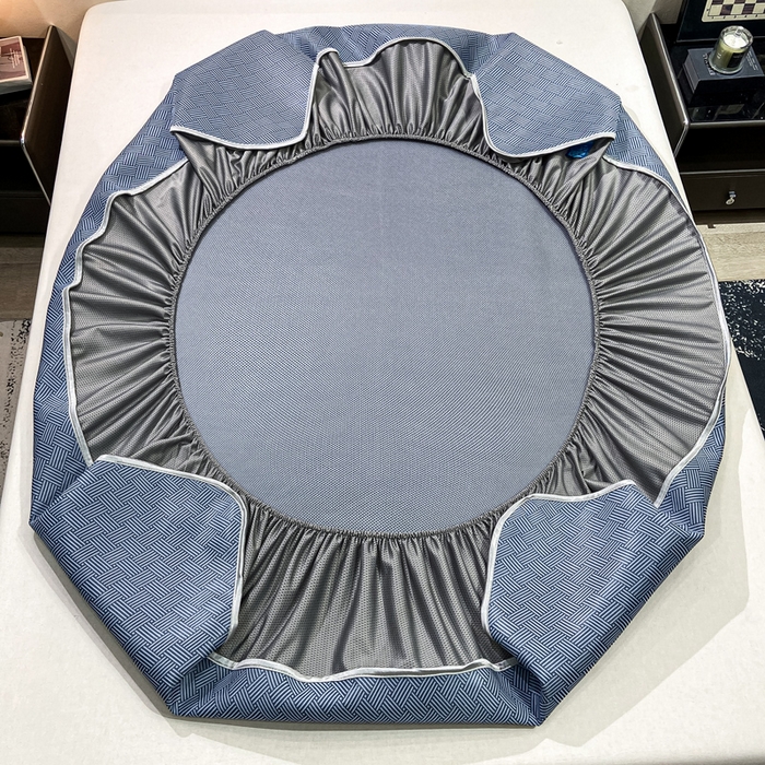 91家纺网 家纺一手货源 找家纺 给笠 2025新款碳光复合三明治冰丝 床笠 饼干-冰丝床笠蓝色