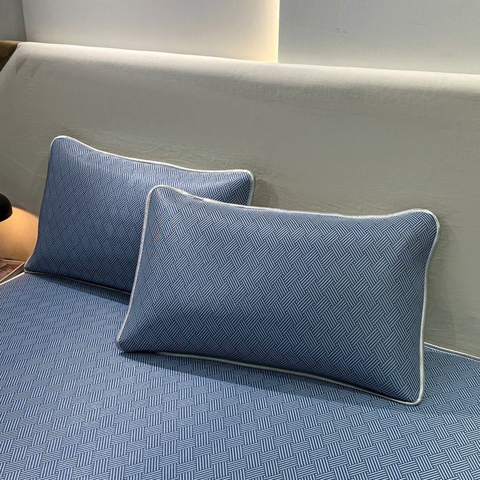 91家纺网 家纺一手货源 找家纺 给笠 2025新款碳光复合三明治冰丝 床笠 饼干-冰丝床笠蓝色