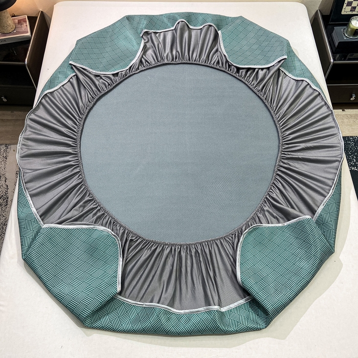 91家纺网 家纺一手货源 找家纺 给笠 2025新款碳光复合三明治冰丝 床笠 饼干-冰丝床笠绿色