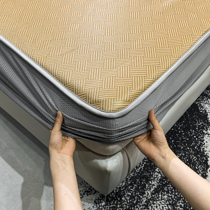 91家纺网 家纺一手货源 找家纺 给笠 2025新款碳光复合三明治冰丝 床笠 饼干-冰丝床笠驼色