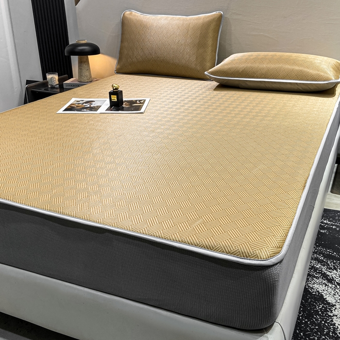 91家纺网 家纺一手货源 找家纺 给笠 2025新款碳光复合三明治冰丝 床笠 饼干-冰丝床笠驼色