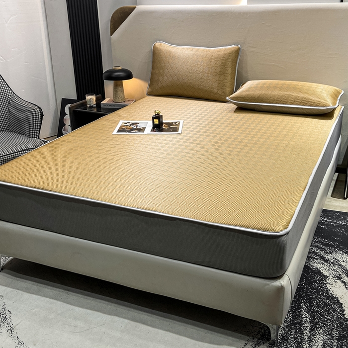 91家纺网 家纺一手货源 找家纺 给笠 2025新款碳光复合三明治冰丝 床笠 饼干-冰丝床笠驼色