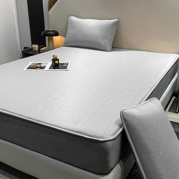 91家纺网 家纺一手货源 找家纺 给笠 2025新款碳光复合三明治冰丝 床笠 饼干-冰丝床笠银灰