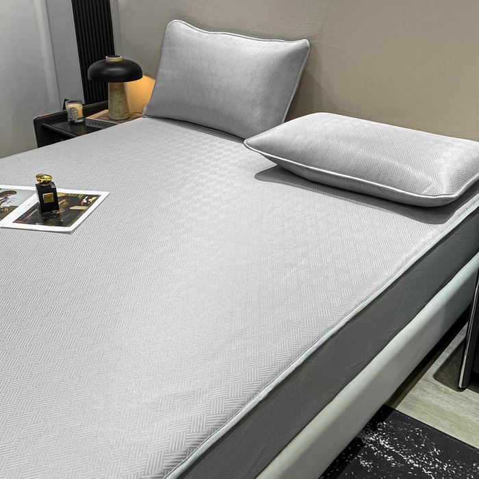 91家纺网 家纺一手货源 找家纺 给笠 2025新款碳光复合三明治冰丝 床笠 饼干-冰丝床笠银灰