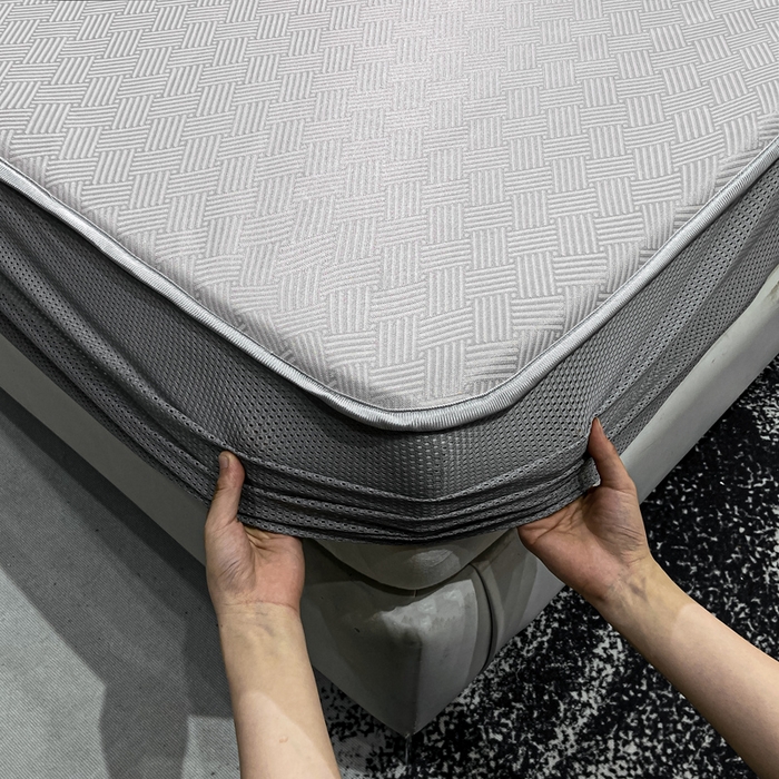 91家纺网 家纺一手货源 找家纺 给笠 2025新款碳光复合三明治冰丝 床笠 饼干-冰丝床笠银灰