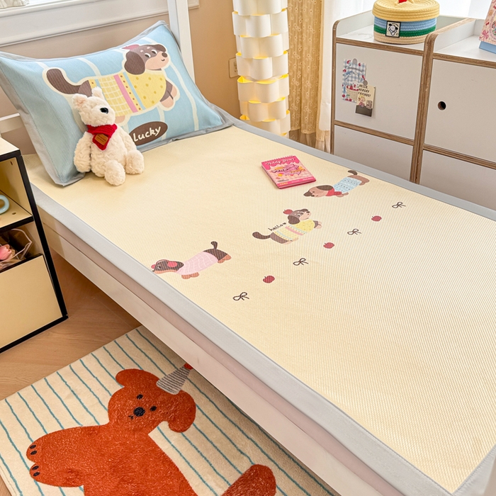 91家纺网 家纺一手货源 找家纺 慕尚家纺 2025新款凉感大版冰丝席学生季款三件套 笨笨狗