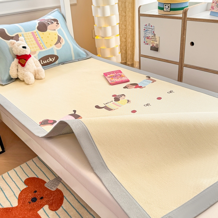 91家纺网 家纺一手货源 找家纺 慕尚家纺 2025新款凉感大版冰丝席学生季款三件套 笨笨狗