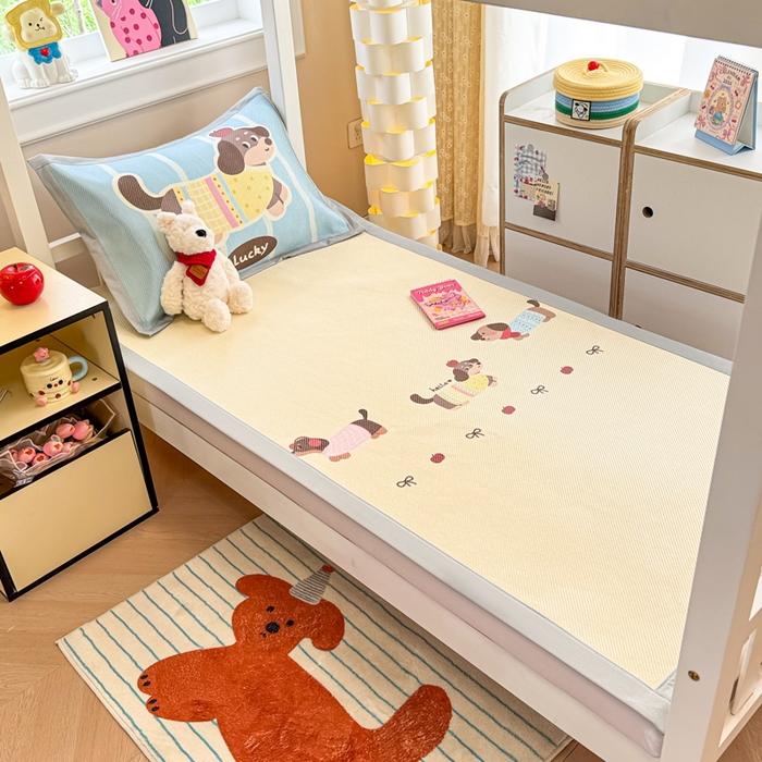 91家纺网 家纺一手货源 找家纺 慕尚家纺 2025新款凉感大版冰丝席学生季款三件套 笨笨狗