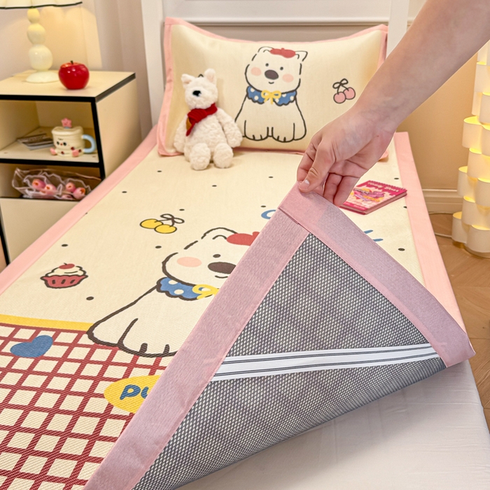 91家纺网 家纺一手货源 找家纺 慕尚家纺 2025新款凉感大版冰丝席学生季款三件套 高西地