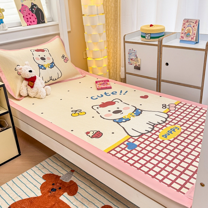 91家纺网 家纺一手货源 找家纺 慕尚家纺 2025新款凉感大版冰丝席学生季款三件套 高西地