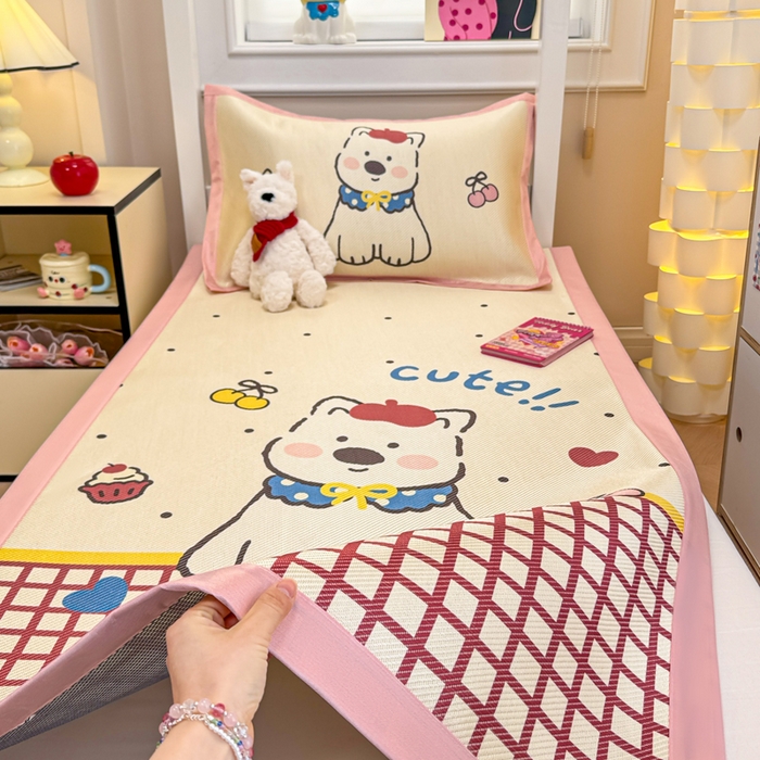 91家纺网 家纺一手货源 找家纺 慕尚家纺 2025新款凉感大版冰丝席学生季款三件套 高西地