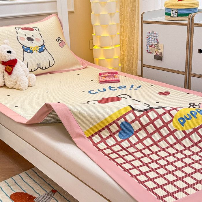 91家纺网 家纺一手货源 找家纺 慕尚家纺 2025新款凉感大版冰丝席学生季款三件套 高西地